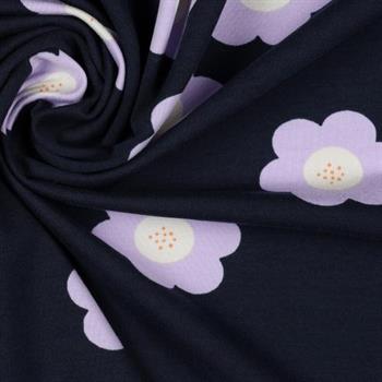 French Terry Big Flowers, Navy