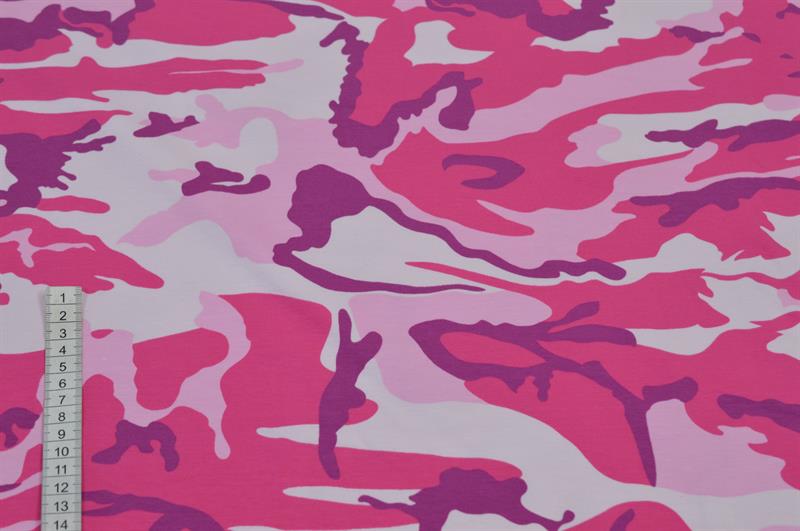 Økotex bomulds jersey Rosa camouflage