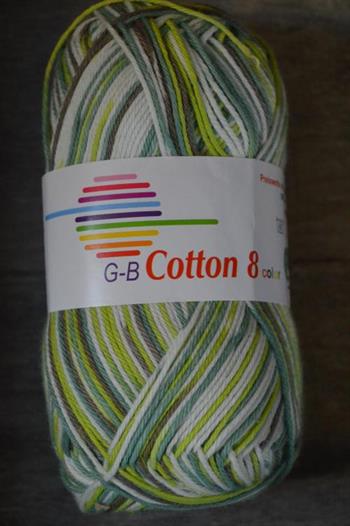 GB Cotton 8, Hvid, brun, lys grøn, grøn
