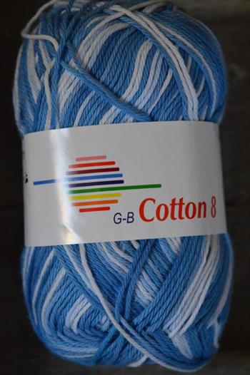 GB Cotton 8, Hvid, Lyseblå, dueblå